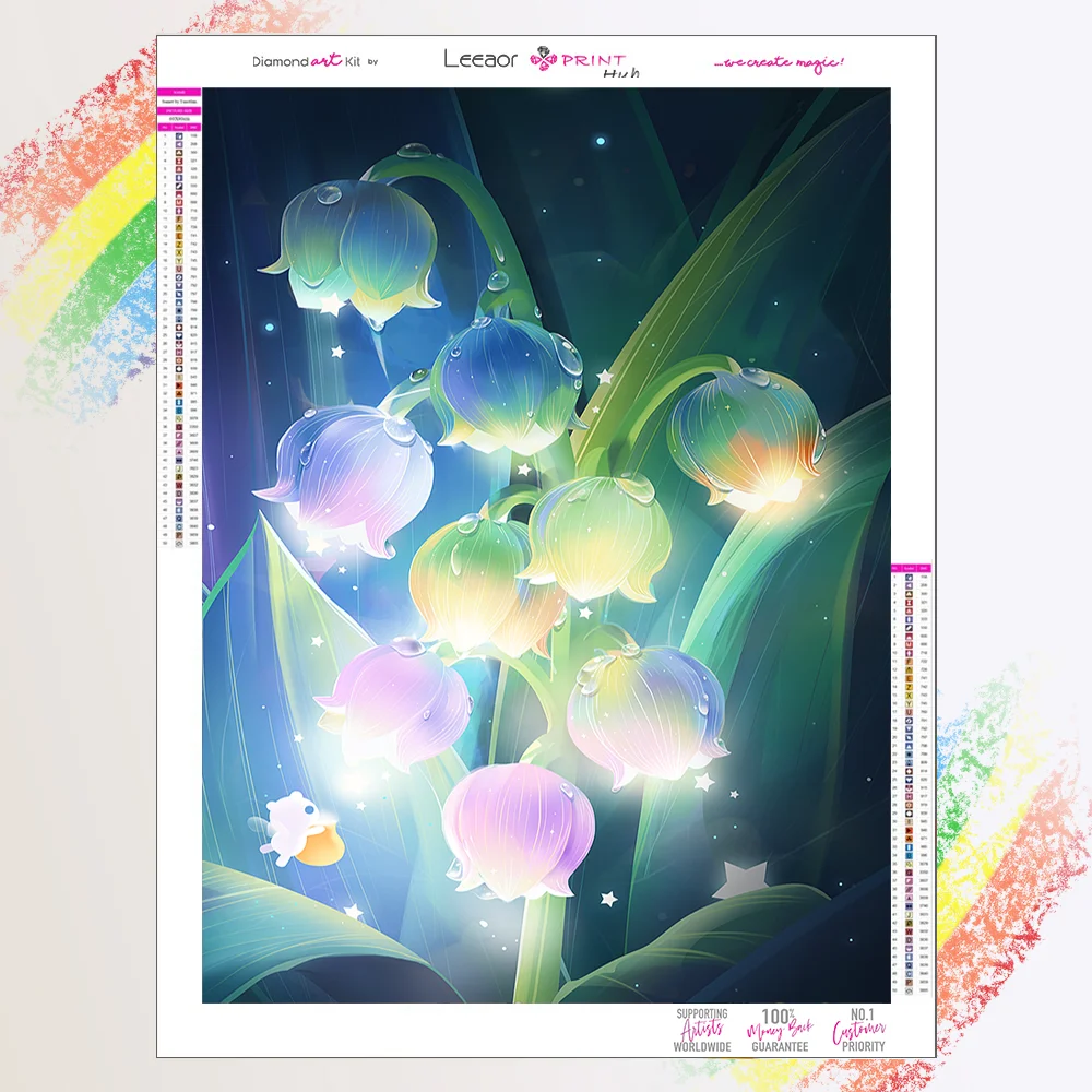 Pintura de diamante 5d, arte floral, flores fluorescentes, lirio del valle, mosaico completo de diamantes, bordado, Kit de punto de cruz, decoración del hogar