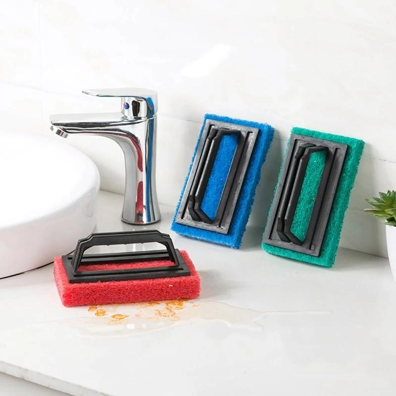 

Conformable Scrub Sponge Brush with Handle for Cleaning Shower Bathtub Floor