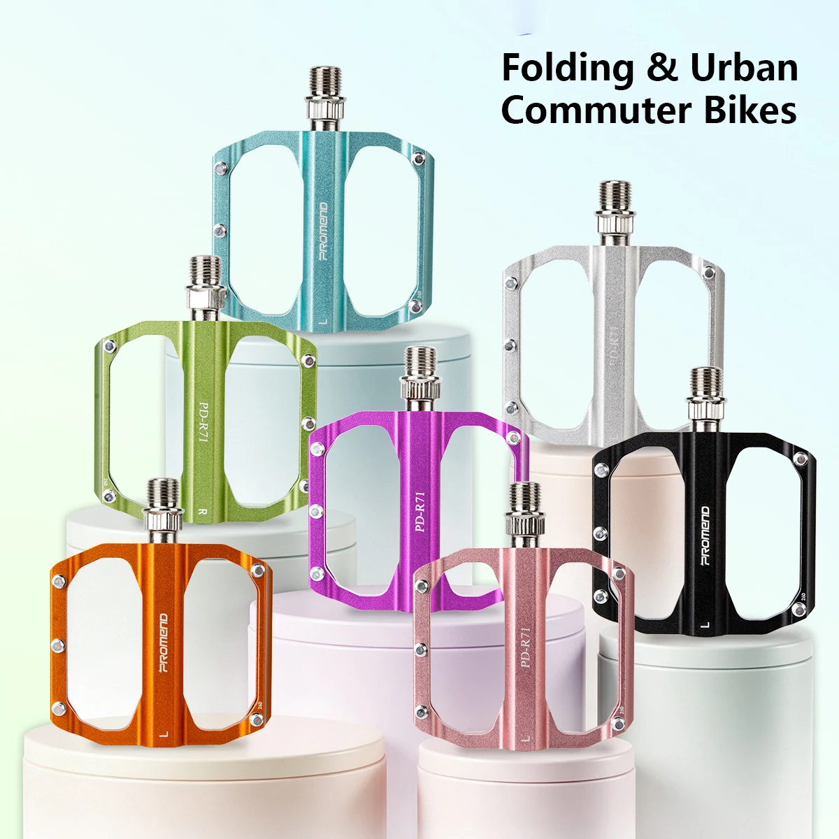 

‌ Bike Pedal Aluminum Alloy 3 Bearings Non-Slip Flat Platform 9.2x8.2cm for Folding & Urban Commuter Bikes