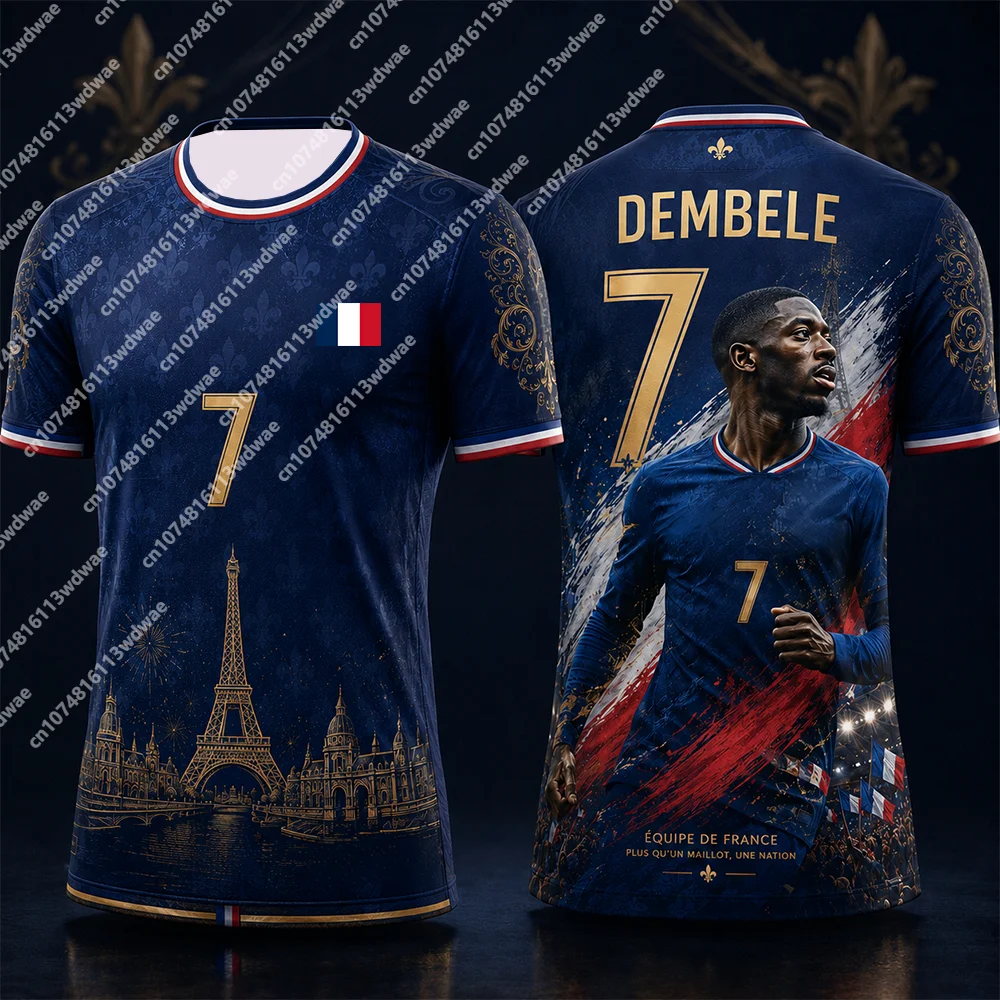 2026 France Football T-shirt Men football Quick-Drying Dembele 7 Football Shirt Outdoor Tracksuit Kit Special Edition Kid Tee