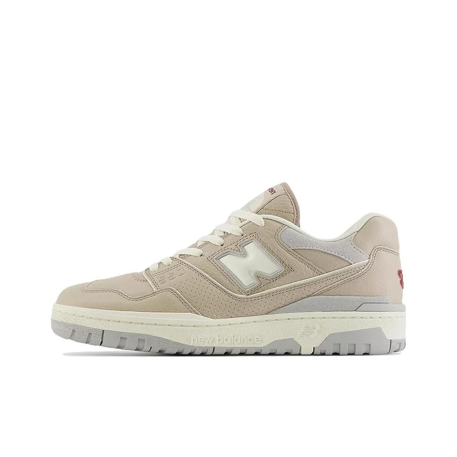 New Balance NB 550 Leather Cushioning, Wear Resistant Low top Vintage Basketball Shoes Unisex Beige Brown BB550LY1