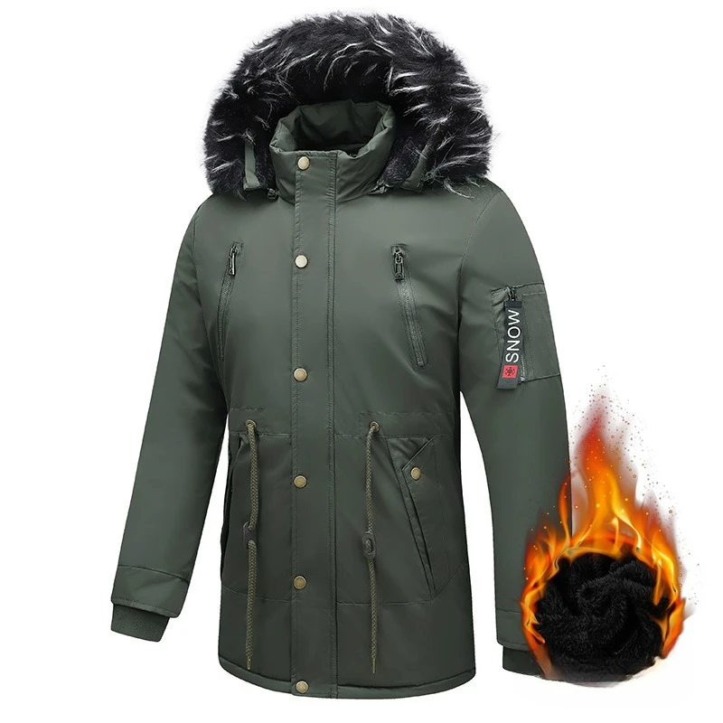 

Мужские зимние длинные ветрозащитные парки, утепленные парки со съемным мехом и капюшоном, мужские спортивные флисовые теплые парки на открытом воздухе, мужское пальто