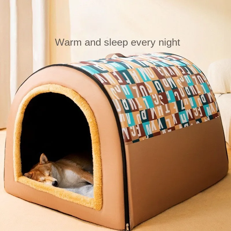 Kennel Winter Warm Medium Large Dog Oversized House Dog House Removable and Washable Golden Retriever Pet Supplies Asesorios