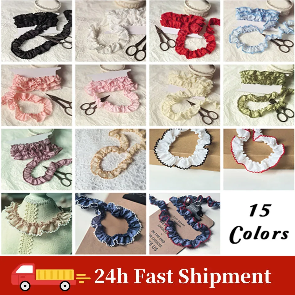 

3 Meter 2.8cm Wide White Pink Cotton Embroidered Ruffled Lace Trim Children's Clothes Cloth Art Skirt Decoration Materials