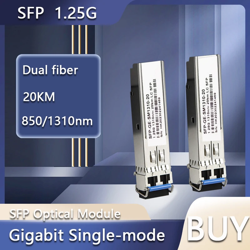 

SFP Transceiver Module 1.25G 20KM LC Duplex Connector 850/1310nm Singlemode Fiber Switch Optic Module