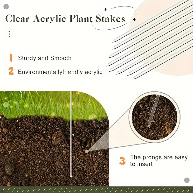 أوتاد نباتية من الأكريليك الشفاف مقاس 15.6 بوصة لحديقة أوركيد أعواد نباتية شفافة للمنزل والحديقة