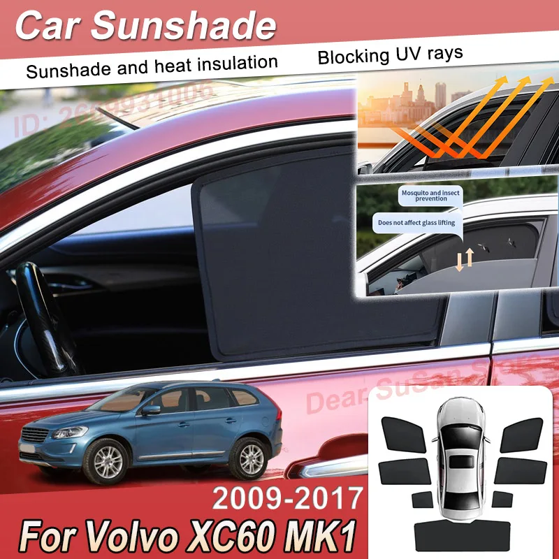 Sun Shades For Volvo XC60 MK1 2009~2017 2015 Car Mesh Sun Visors Sunscreen Anti-UV Bodykits Privacy Protection Parts Accessories