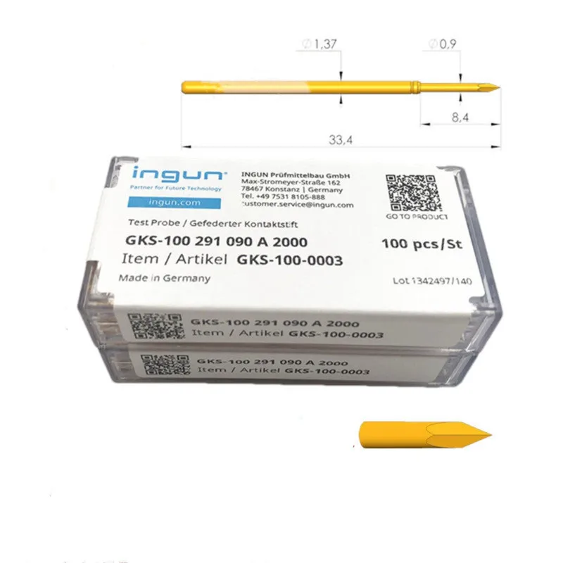 

Customized 100PCS Original INGUN Probe GKS100 291 090 A2000 Diamond Head Outer Diameter 1.36mm Spring Test Pin for Testing