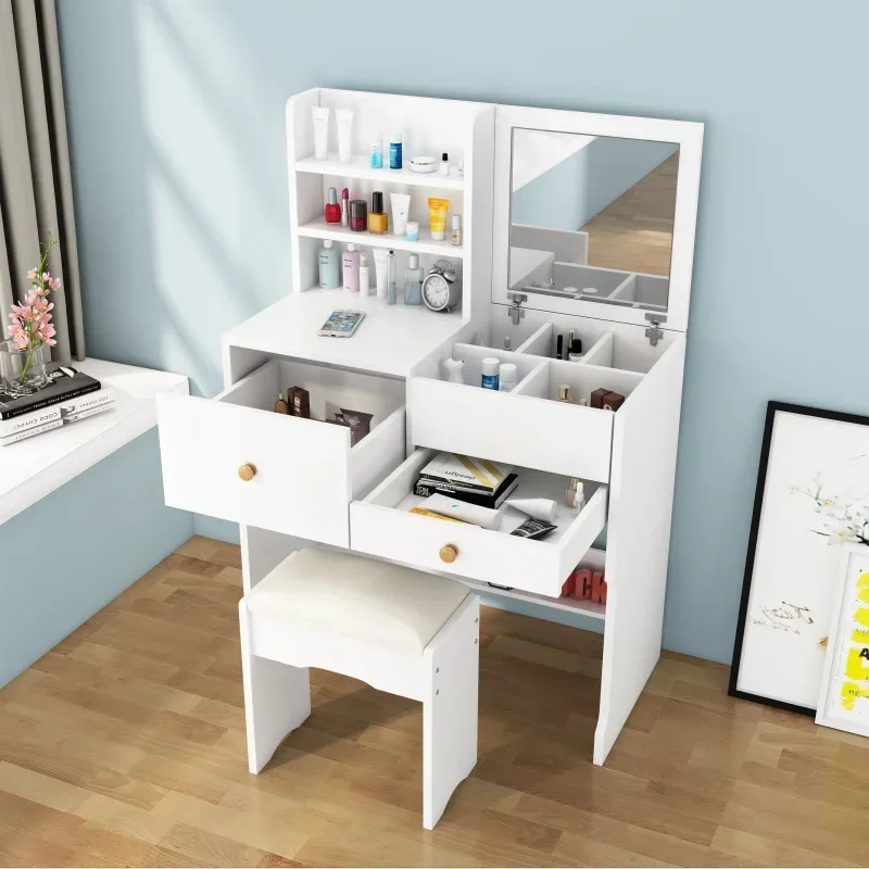 Simple Makeup Dressing Tables Mirror Stool Drawer Storage Modern Dresser Table Small Bedroom Tavolino Da Trucco Home Furniture