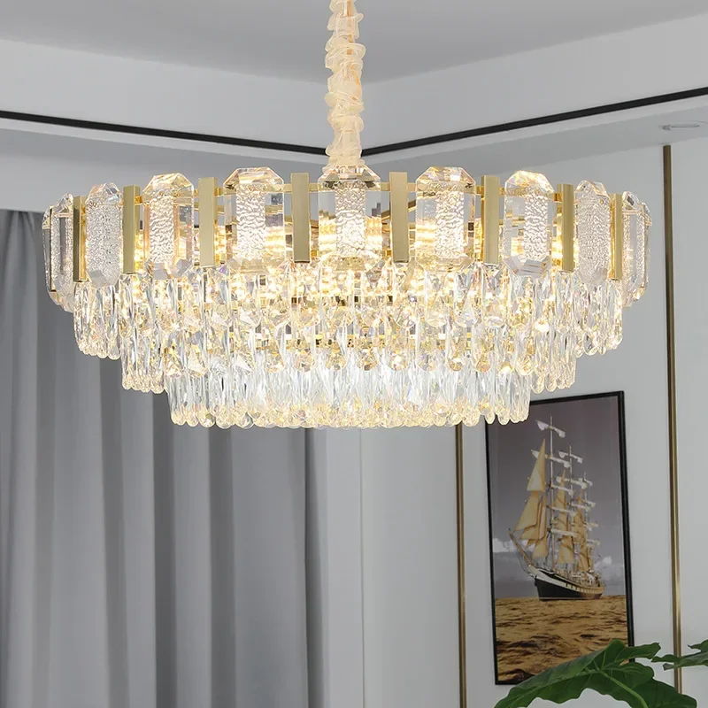 Light Luxury Chandelier Living Room Dining Room Bedroom Crystal Lamp Nordic Postmodern Round High-grade Atmosphere LED Home Lamp