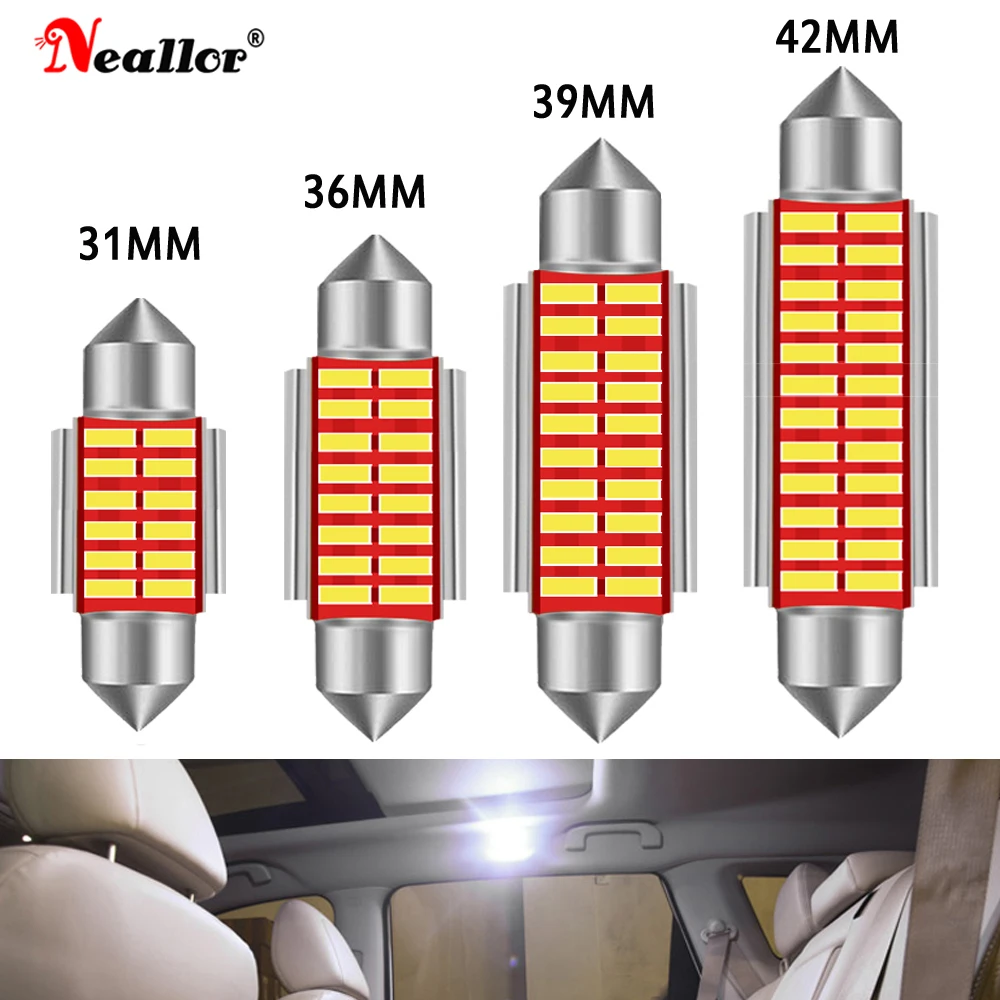 

2pcs LED Interior Light Bulbs C5W C10W Festoon 31mm 36MM 39MM 42mm 6418 6411 for Car Dome Trunk Reading Light Vehicle Diode Lamp