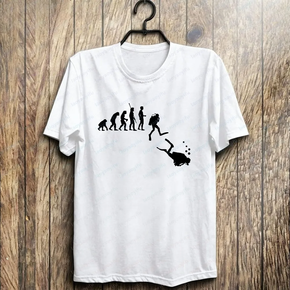 Trending Diver Evolution Cotton T-Shirt Soft Breathable Scuba Evolution Casual Print Tee Summer Vintage O-neck Men's Clothing