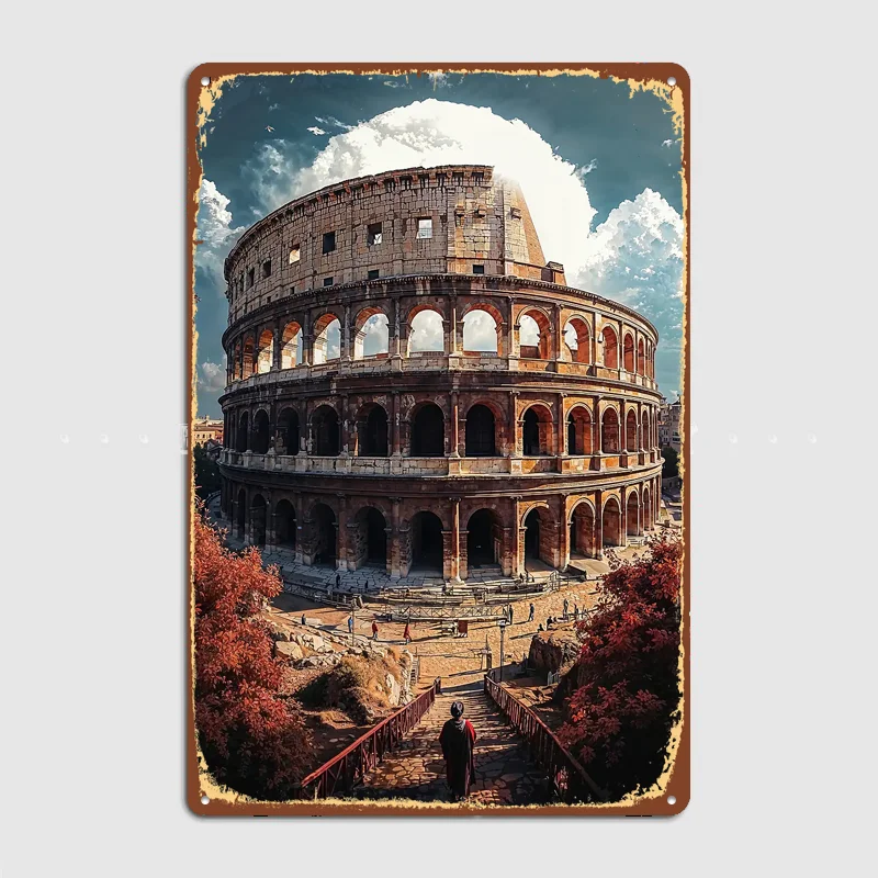 Colosseum in Rome Travel Poster Metal Sign Life Wall Custom Bedroom Indoor Home Wall Decor Posters Room Decoration