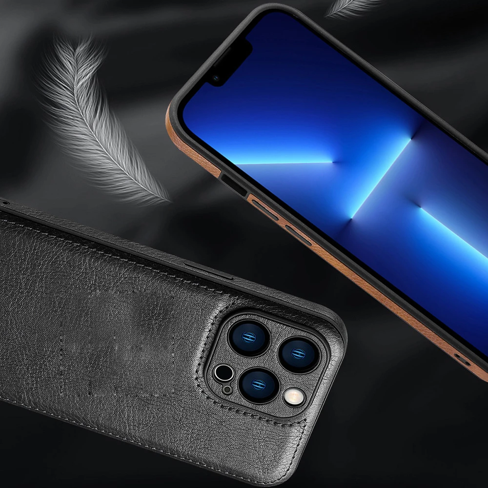 Premium Luxury Leather Phone Case For iPhone 17Air 16 15 14 13 12 11 Pro Max XS XR 7 8 Camera Protection Shockproof Back Cover - náhled 3