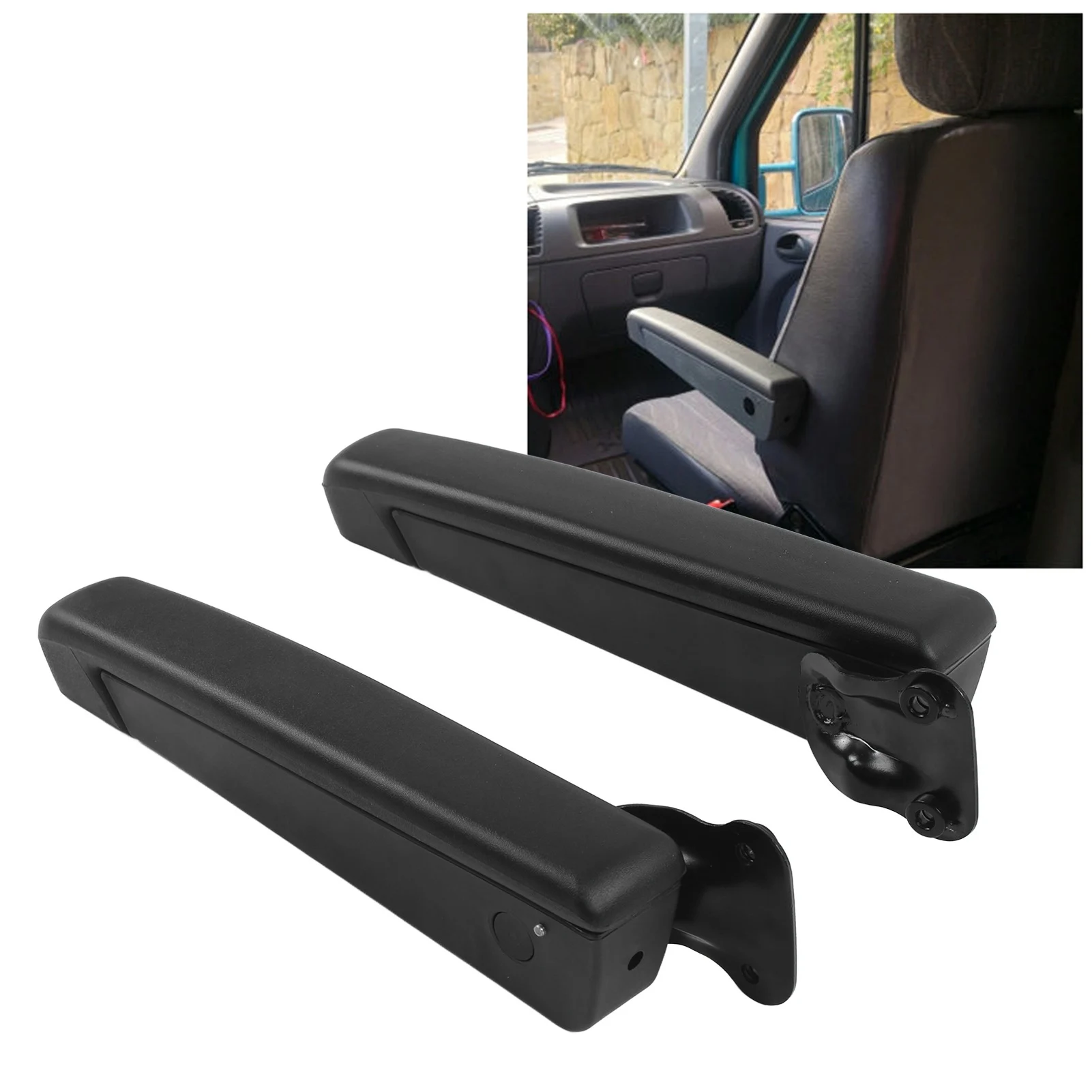 

2pcs Car Adjustable Seat Armrest Shock Resistant PU Sponge Black Universal for Automobiles Trucks