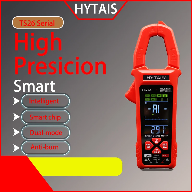 TS26A Digital Clamp Meter Multimeter AC Current Ammeter Voltage Tester with Amp Measures Capacitance Temperature  Tester