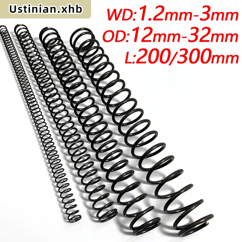 Image of Drahtdurchmesser: 1,2-3,0 mm, Spiraldruckfeder aus Federstahl, Außendurchmesser: 12-32 mm, Länge: 200/300 mm, anpassbar