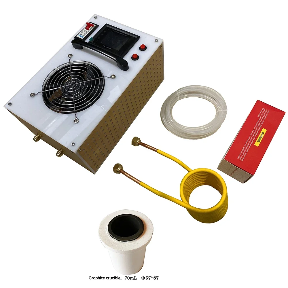 2500W Induction Heater High Frequency Induction Heating Machine Metal Smelting Furnace + Heating Coil+crucible