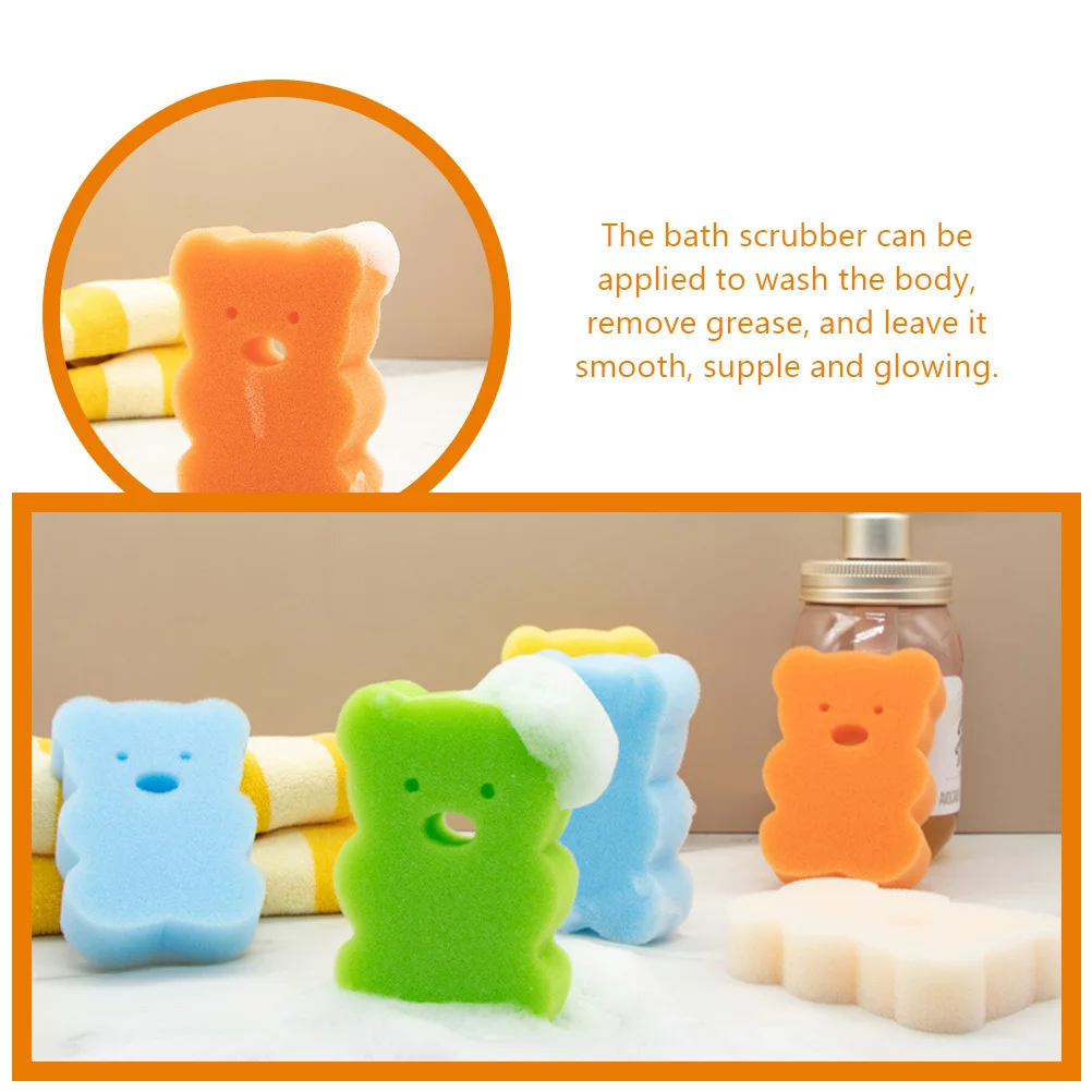 6 قطع من إسفنجة الاستحمام الكرتونية للأطفال، أداة تنظيف الجسم المريحة المحمولة، أداة الاستحمام، إسفنجة حمام الطفل #2