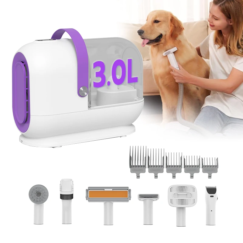 Factory Pet Grooming Kit Electric Trimmer Dog Cat Grooming Brush Tools Pet Hair Vacuum 6-in-1 Pet Grooming Vacuum Cleaner Set