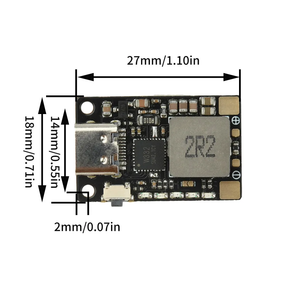 3.7V/4.2V 18W Lithium Battery Fast Charger Module Type-C Boost Charging with LED Indicator Multi-Protection for Drone Power Bank