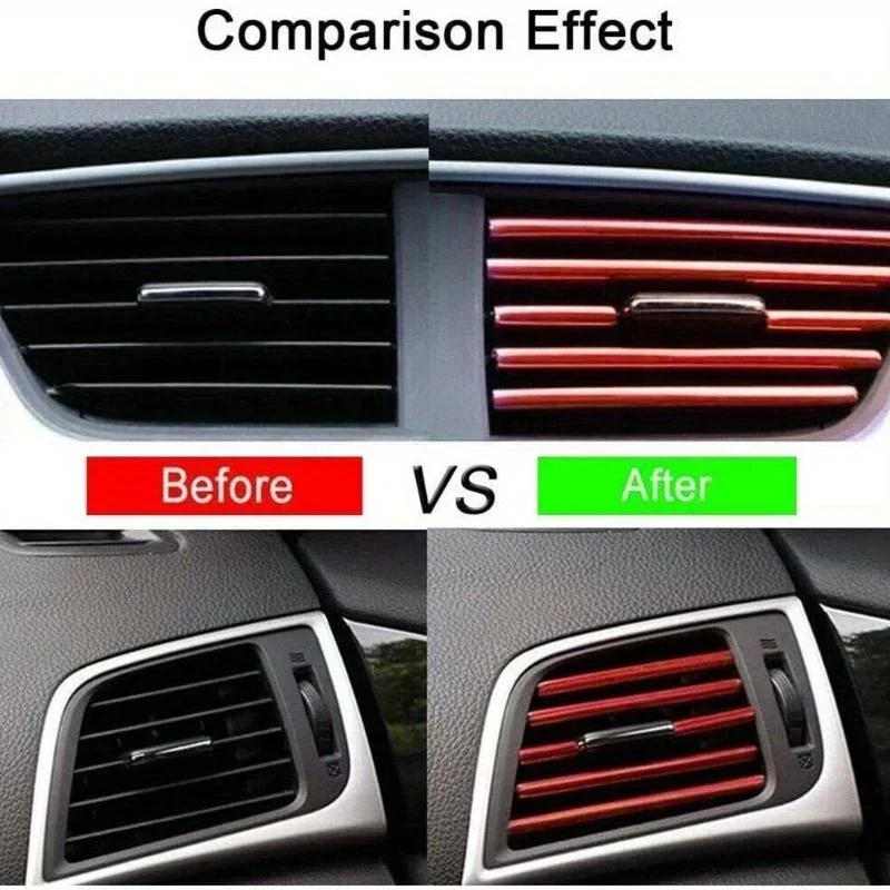 10Pcs Car Air Conditioner Decoration Strip for Vent Outlet, Universal Waterproof Bendable Air Vent Outlet Trim Decoration