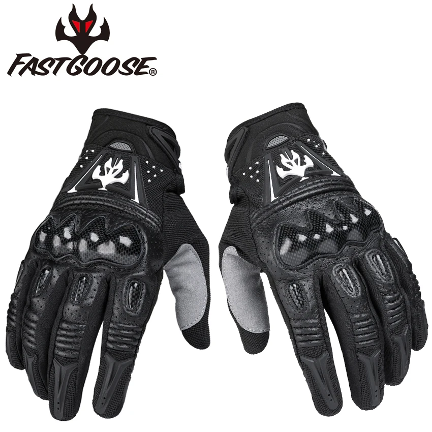 

FASTGOOSE Motorcycle Gloves Carbon Touch Screen Motorbike Racing Riding Bike Protective Leather Moto Motocross Breathable Gloves