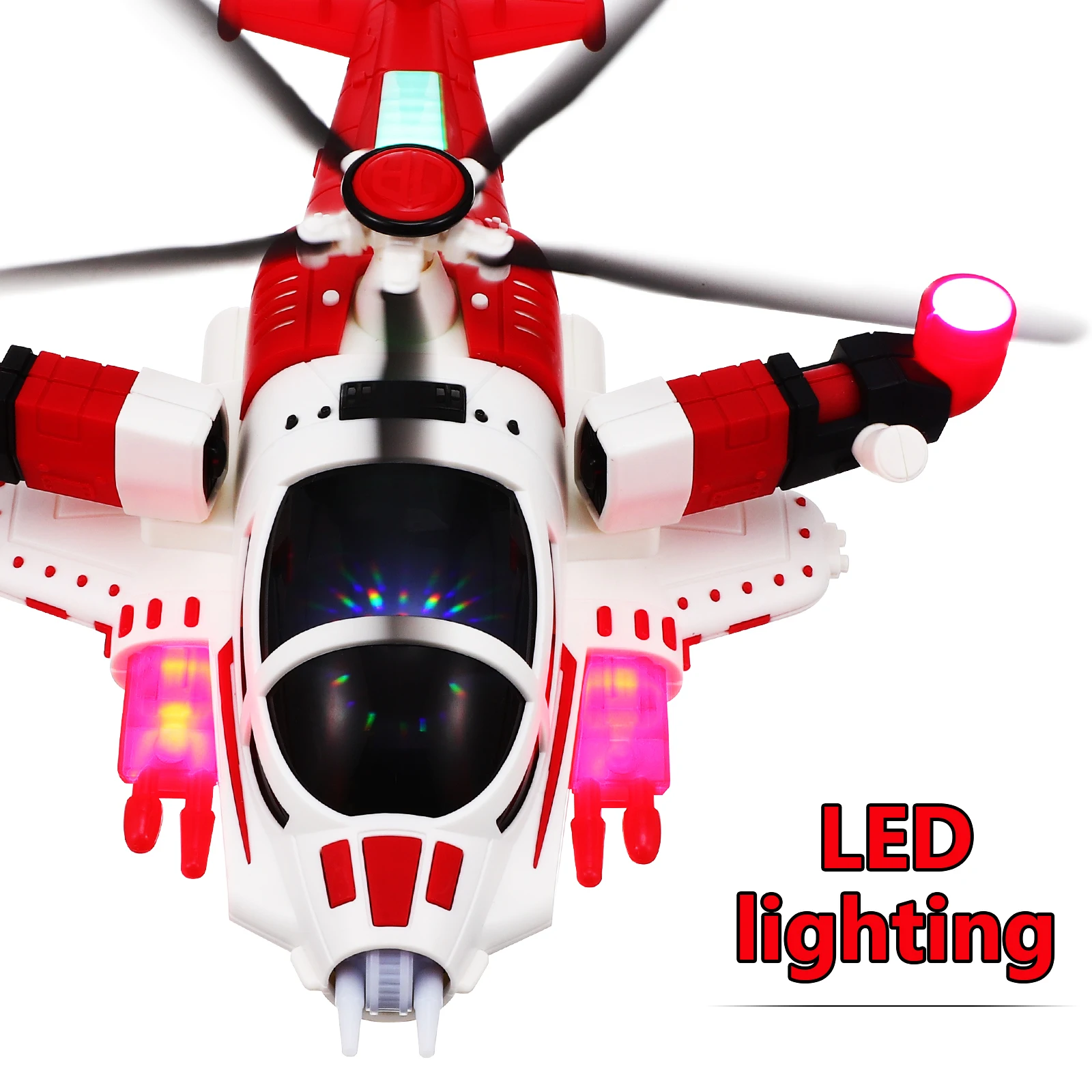 

Transforming Airplane Toy 1 Red Automatic Change Kids Helicopter Plastic Non Remote Control Vehicle Playsets