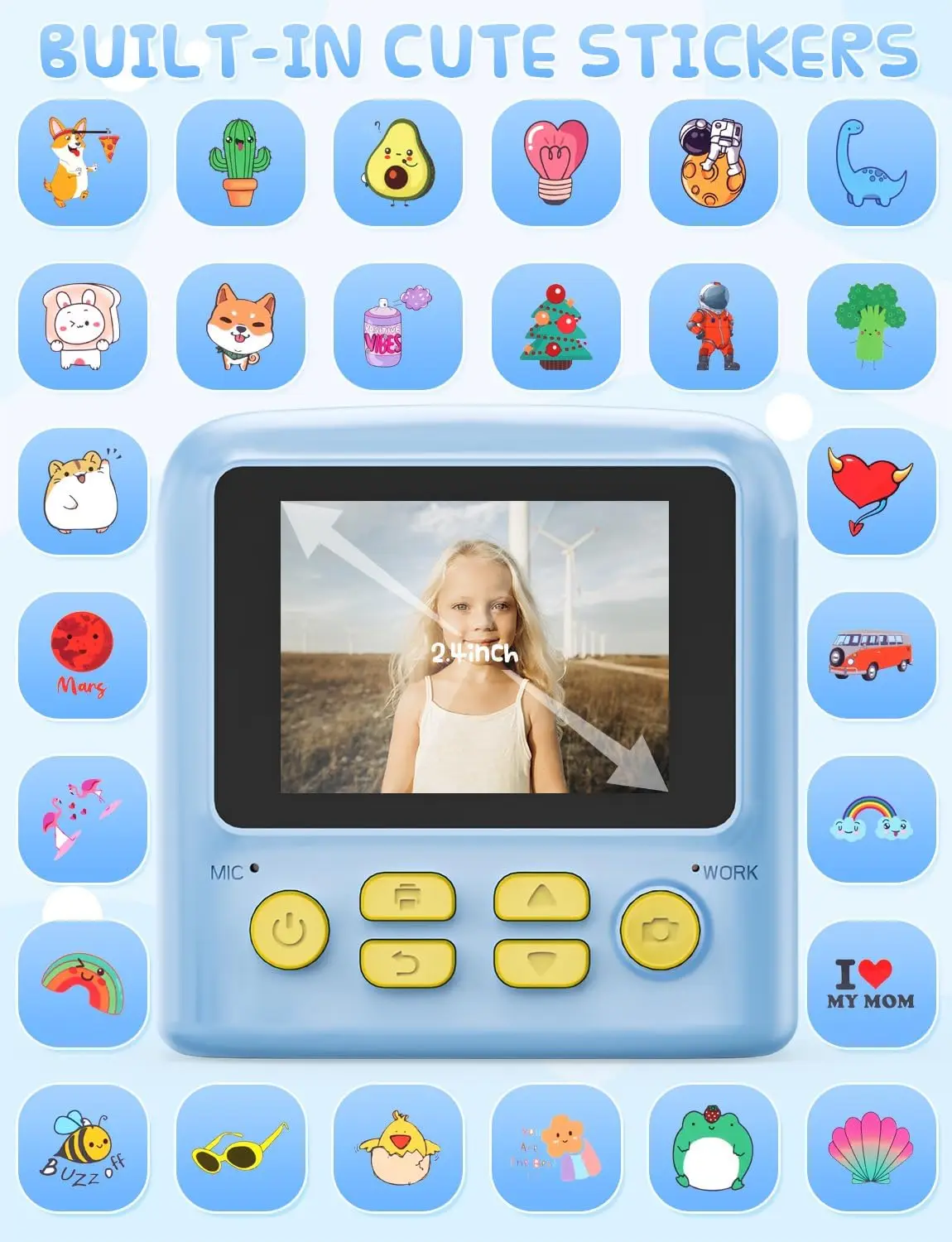 Kids Camera Instant Print 1080P HD 16X Zoom Selfie Digitale Camera voor Meisjes Jongens Kerst Verjaardagscadeautjes Speelgoed met 32G Set