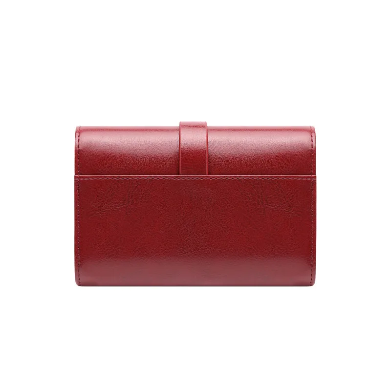 Fashion Genuine Leather Women's Wallet Vintage Tri-fold Oil Wax Cowhide Coin Purse Credit Card Holder RFID Wallets for Women