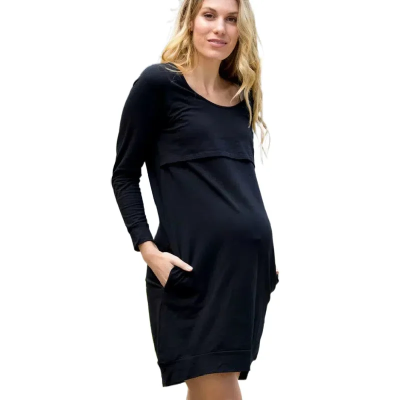 

Summer/Autumn Casual Loose Maternity Dresses Clothes For Pregnant Women Long Sleeve Vestidos Gravidas Dress Pregnancy Clothing