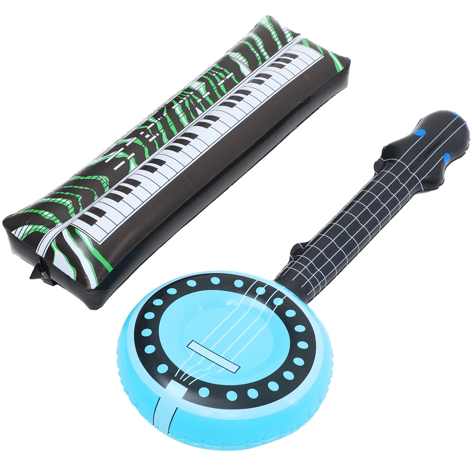 2 Pcs Pvc Inflatable Instrument Electronic Keyboard Banjo Musical Disco Hip Hop Party Photo Props Toys Rock Band Funny Child