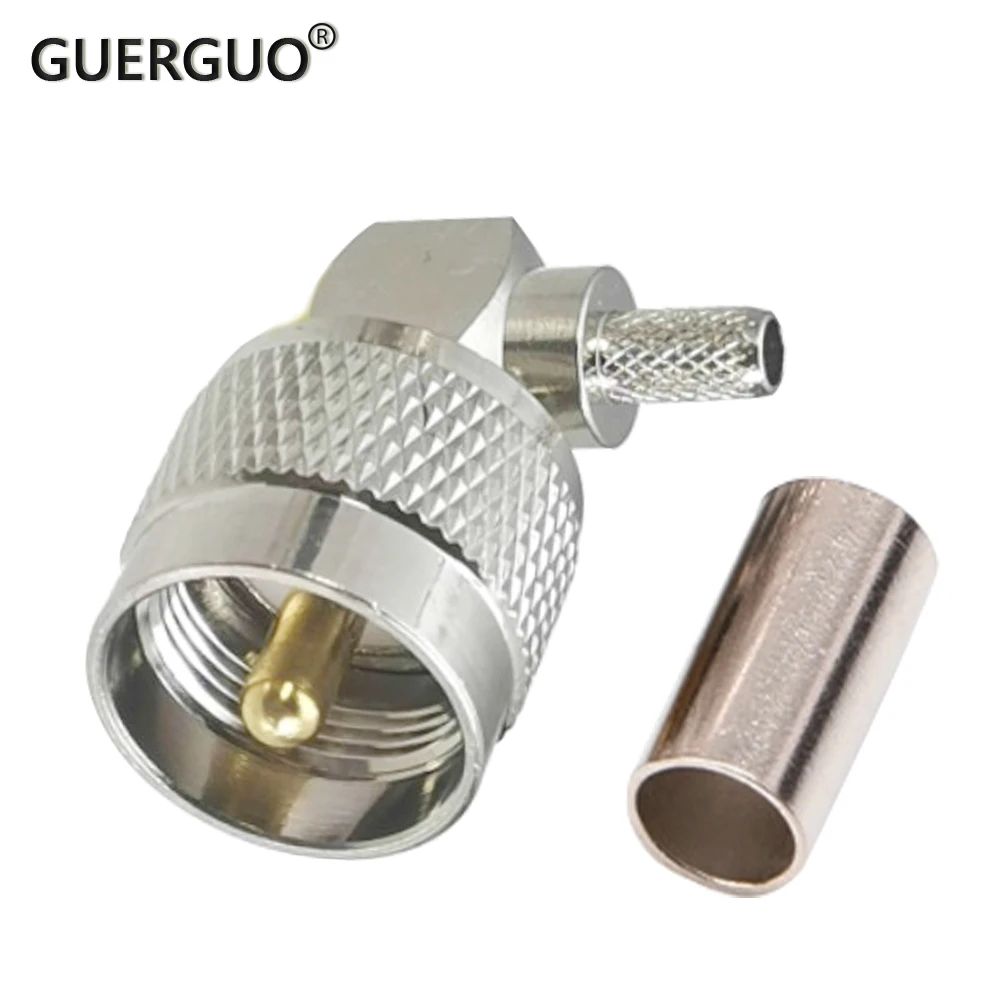 

1PC RF Coaxial connectors PL259 UHF Male 90Degree Connector Solcering Crimp Adapter for 50-3 RF Coaxial RG58 Cable