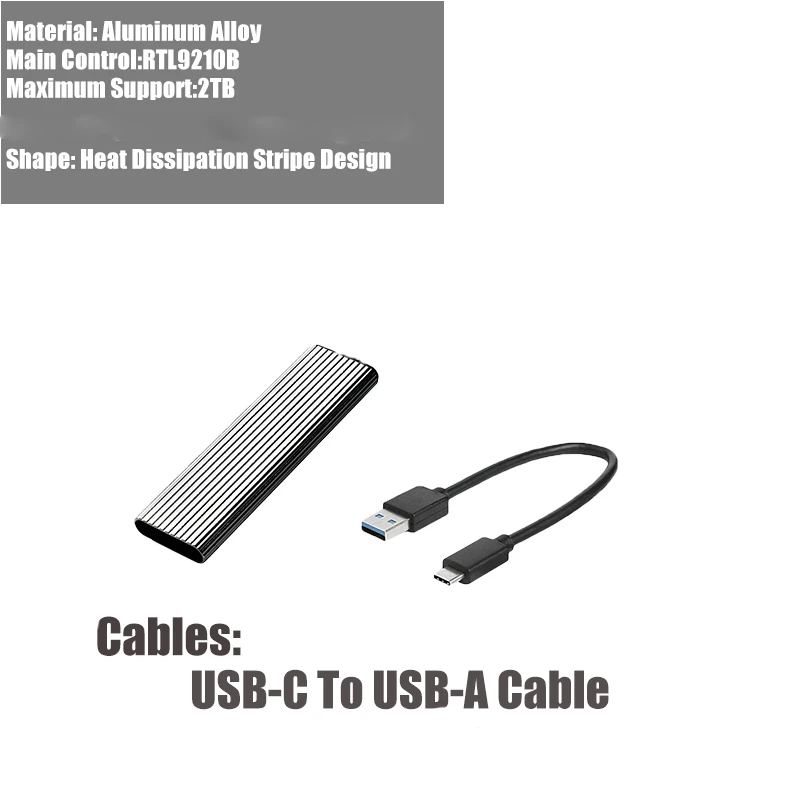 Gudga M.2 Naar Usb 3.1 Ssd Case Dual Protocol Nvme Behuizing M2 Nvme Pcie Ngff Sata Ssd Doos Voor 2230 2242 2260 2280 Ssd RTL9210B