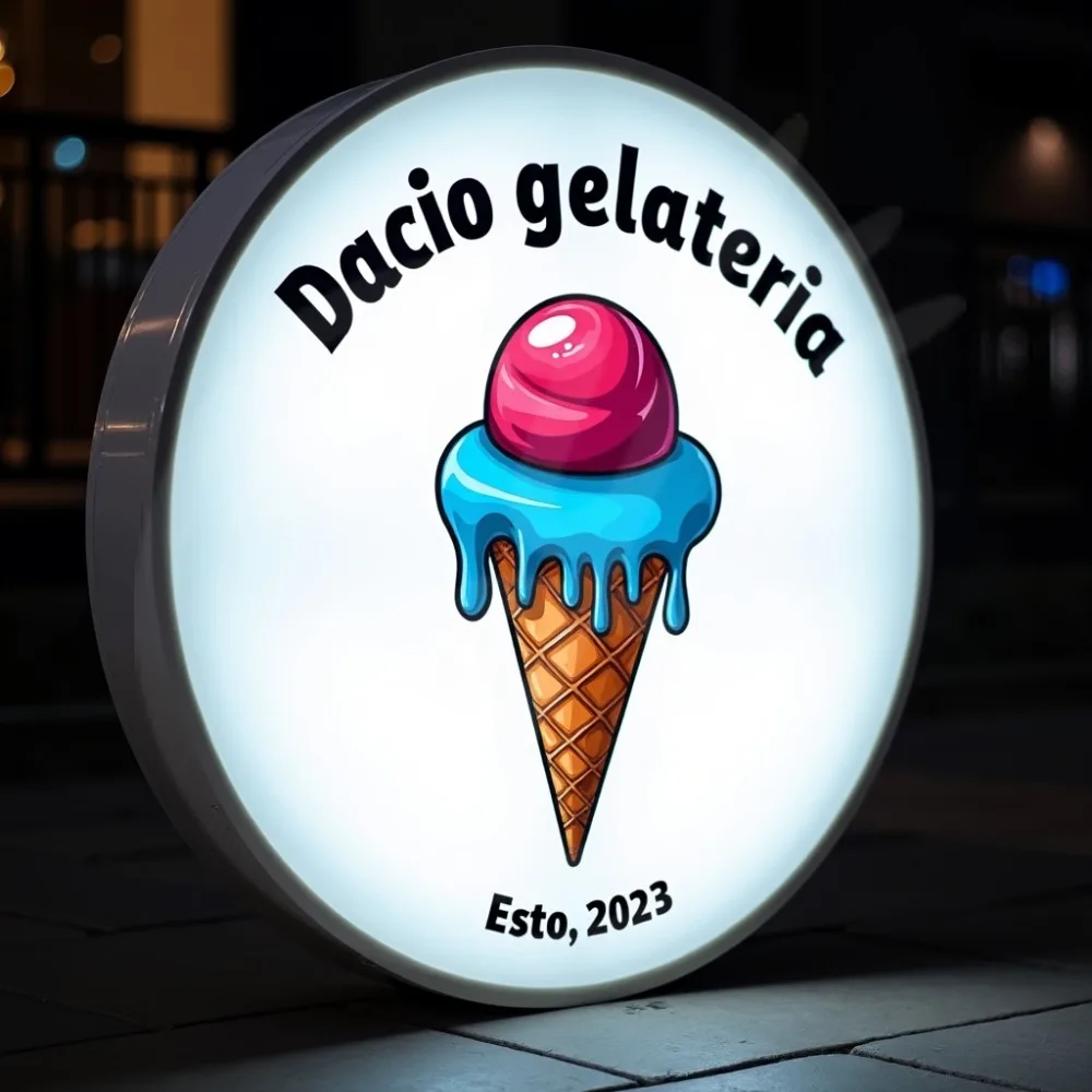 

Custom Round Acrylic LED Light Box for Storefront Waterproof Double Sided Outdoor Business Signage Wall Mounted