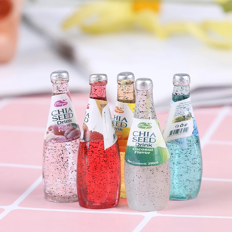 1/12 Miniature Food Mini Fruit Drink Play Doll Food Dollhouse Kitchen Toys Resin Mini Fruit Bottle Simulation Drinks Model Toys