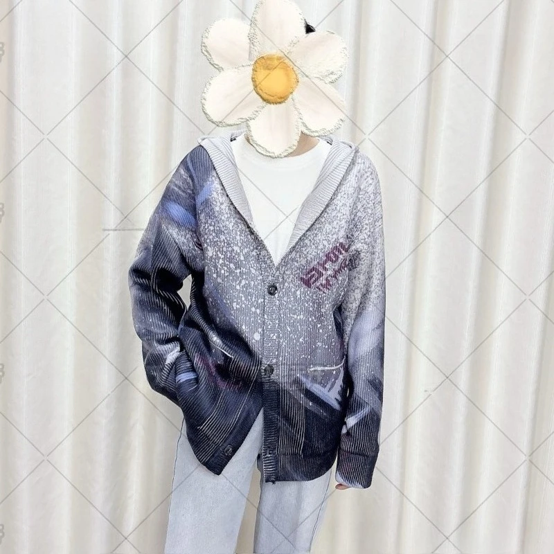Sylus Costume Game Love and Deepspace Cosplay Purple Knitted Cardigan Hooded Sweater Casual Wear for Women Men view 5