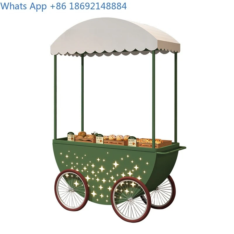 Nordic outdoor mobile dining  park vending cart, snack stall cart, coffee milk tea  cake shop, promotion display cart