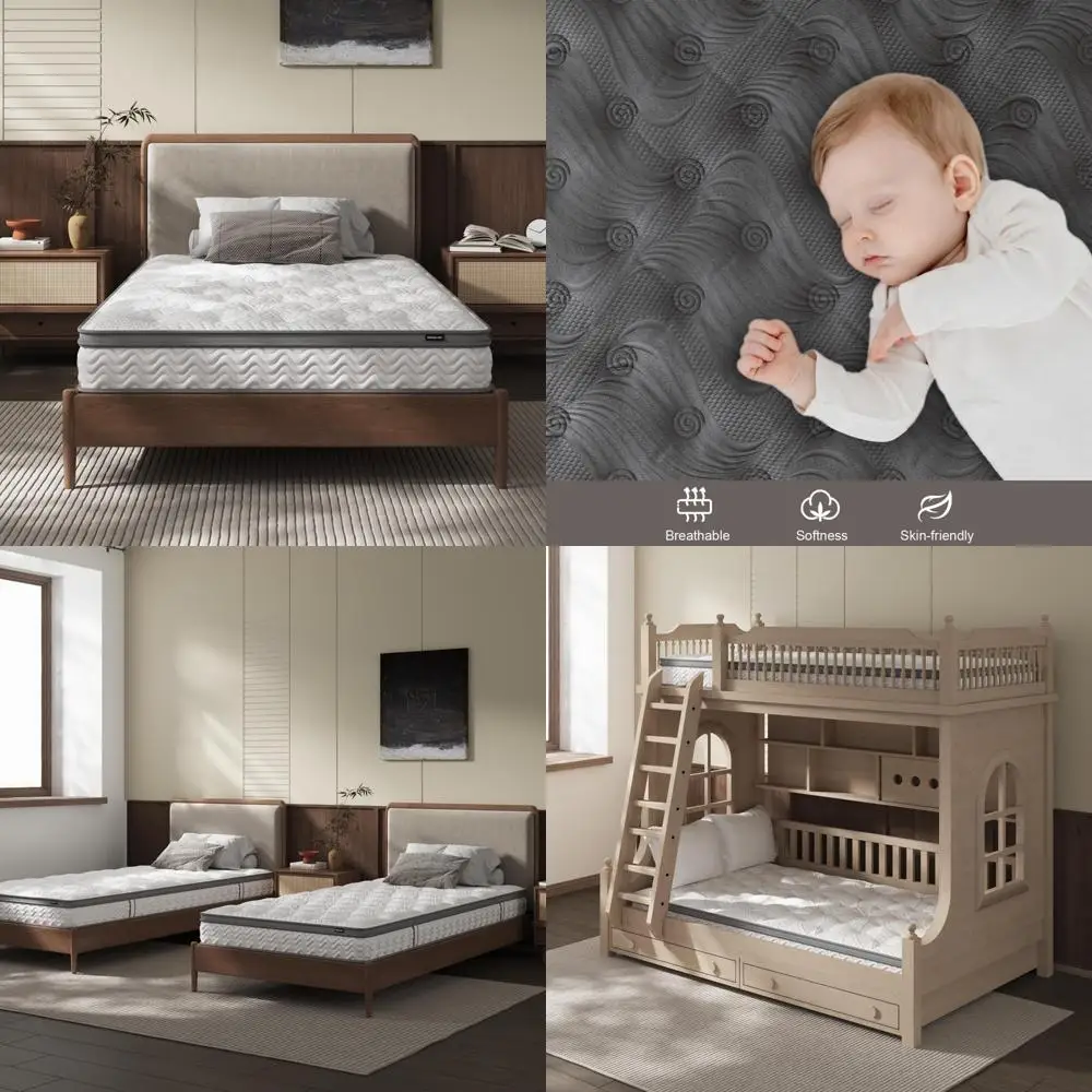 

Hybrid Mattress 6 Inch Twin Size, Foam and Bonnell Springs, Fiberglass-Free, Odorless, 365-Night Trial Offer