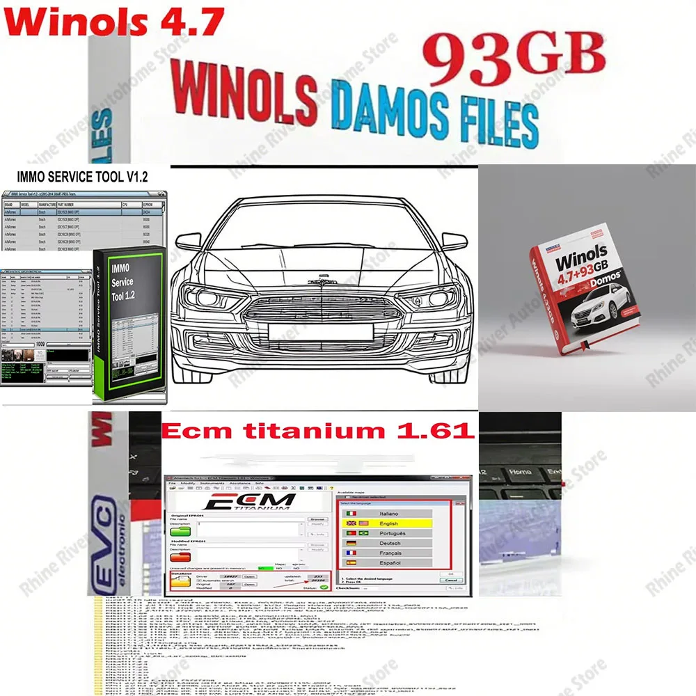 

WinOLS 4.7 Auto Repair Software with Plugins 93GB Damos + ECM Titanium - Immo Service Tool V1.2 Comprehensive Data for Vehicles