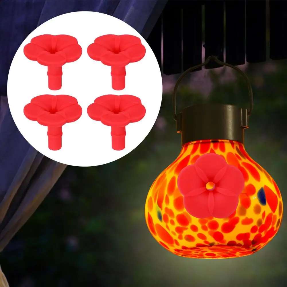 Flower Hummingbird Feeder Durable Hummingbird Feeder 4pcs Hummingbird Feeder Replacement Flowers Silicone Waterproof Bird