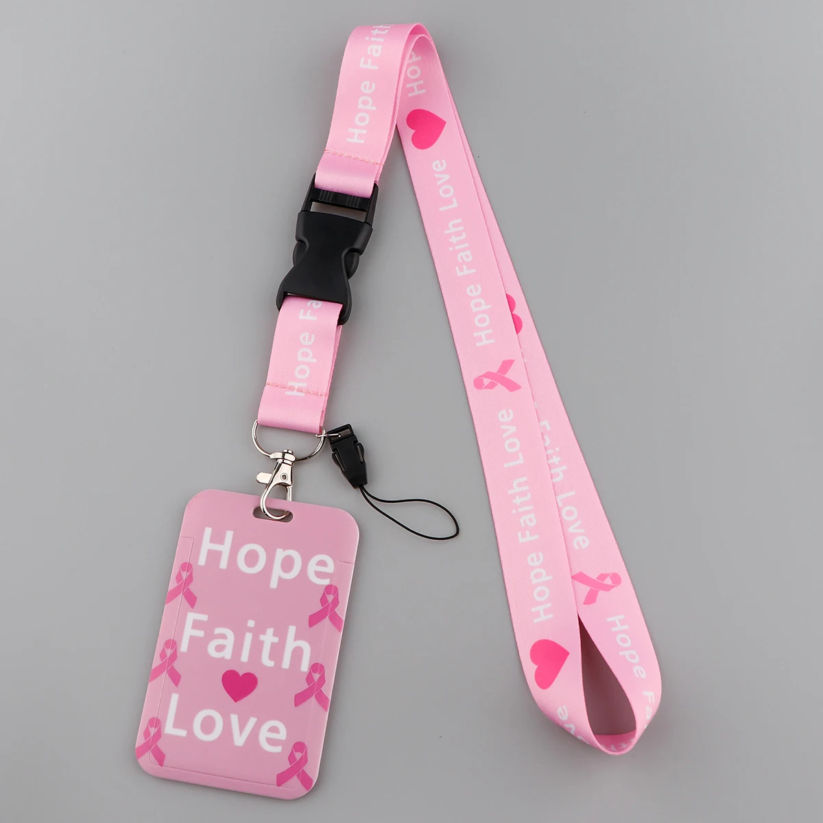 Breast Cancer Pink Band Phone Wrist Straps Hanging Rope Anti-lost Lanyard Neck Strap Hanging Neck Rope Camera USB Holder