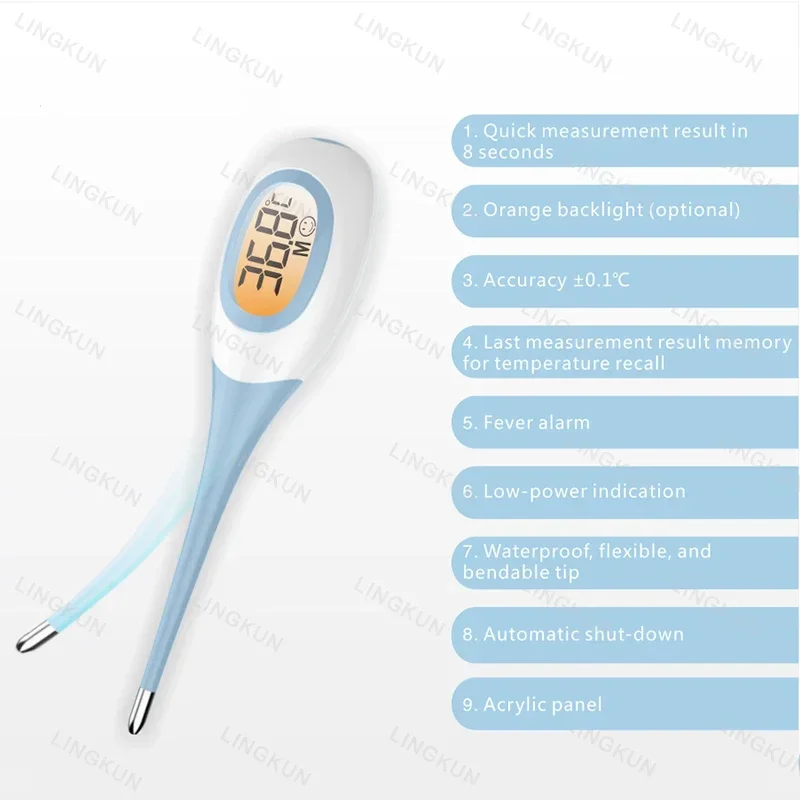 Electronic Thermometer 8 Seconds Fast Measurement for Adults Children Soft Head Oral Cavity Armpit ℉/℃ Thermometer