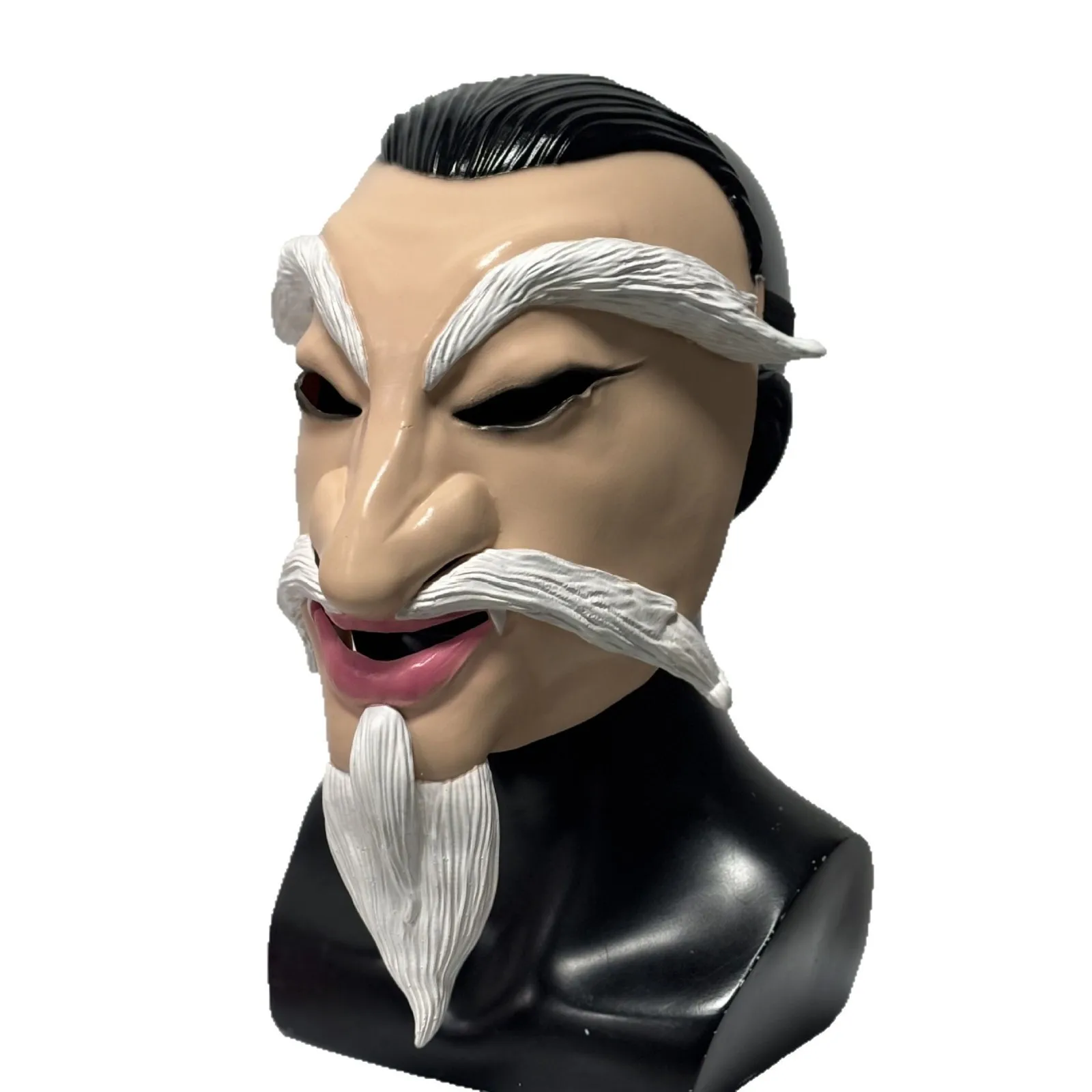 Latex-Maske eines alten Mannes mit weißem Bart und Augenbrauen, realistische menschliche Maske für Erwachsene, Halloween-Maskerade, Karneval, Cosplay-Kostüm-Requisite – Detail 4