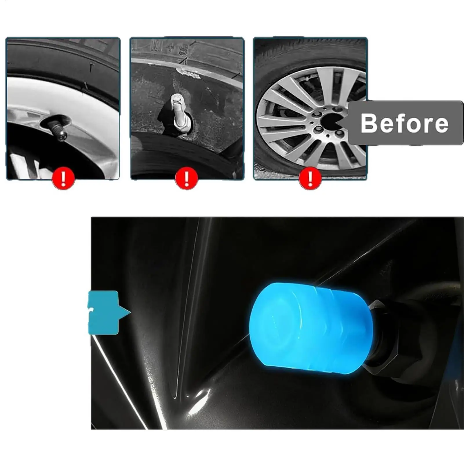 Fluorescent Night Glowing Valve Caps Luminous Valve Caps Night Glowing Decor Motorcycle Bicycle Wheel Hub Valve Stem Cap view 6