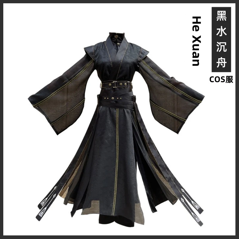 

Anime Heaven Official's Blessing Land Master Hexuan Cosplay Ancient Costume Men Women's Cool Black Han Chinese Clothing Full Set