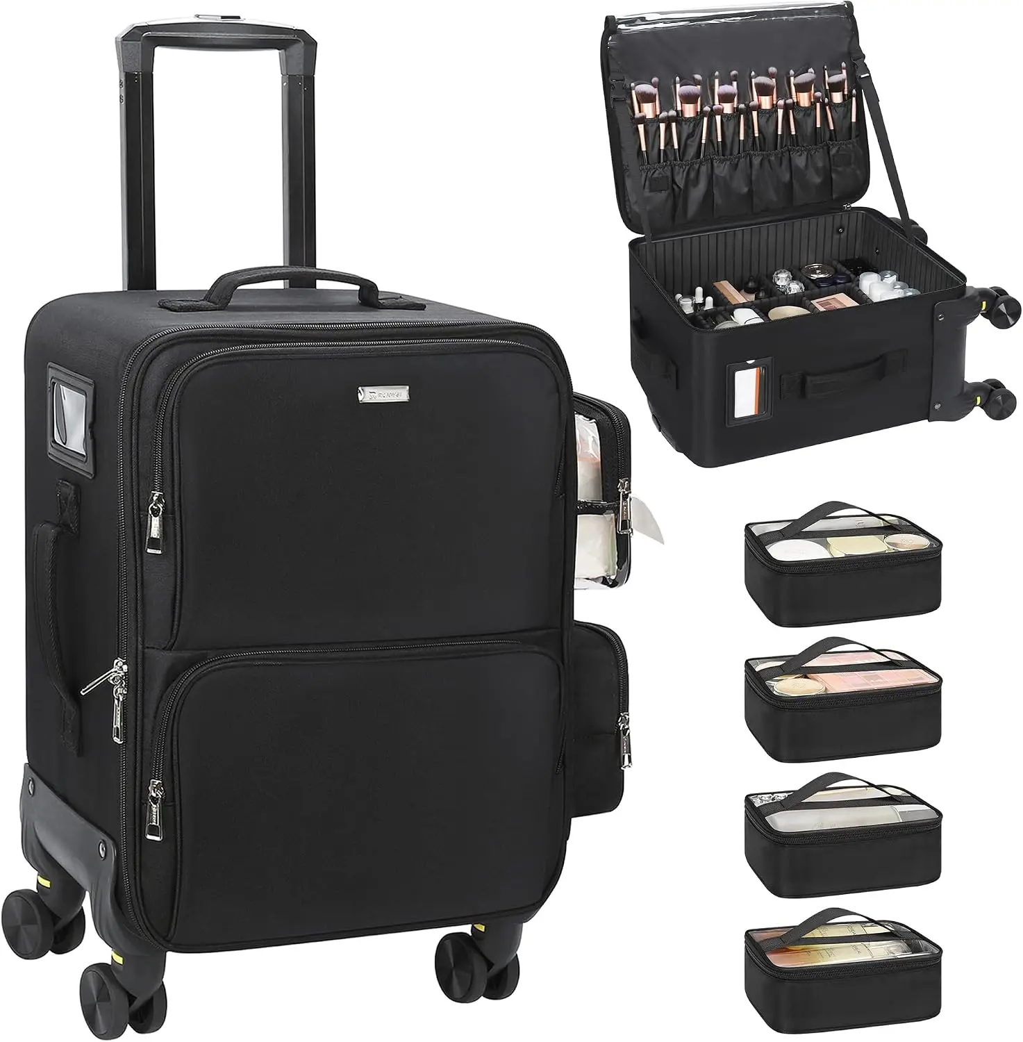 Rolling Makeup Case Professional Makeup Artist Bag Extra Large Makeup Train Case Cosmetology Case On Wheels Cosmetic Brush Organ