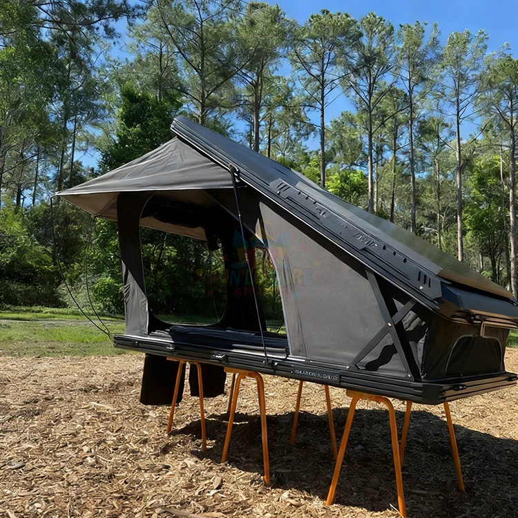 Carpa de techo para coche, de aluminio, con forma triangular, plegable, para 4 personas, para SUV, para acampar en el techo del coche.
