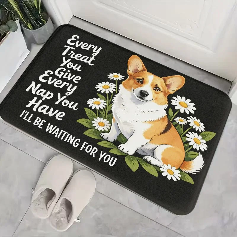VIKAMA Black Bottom Healing Golden Haired Tulip English Slogan Door Mat Entrance Bath Doors Home Carpet Home Decoration