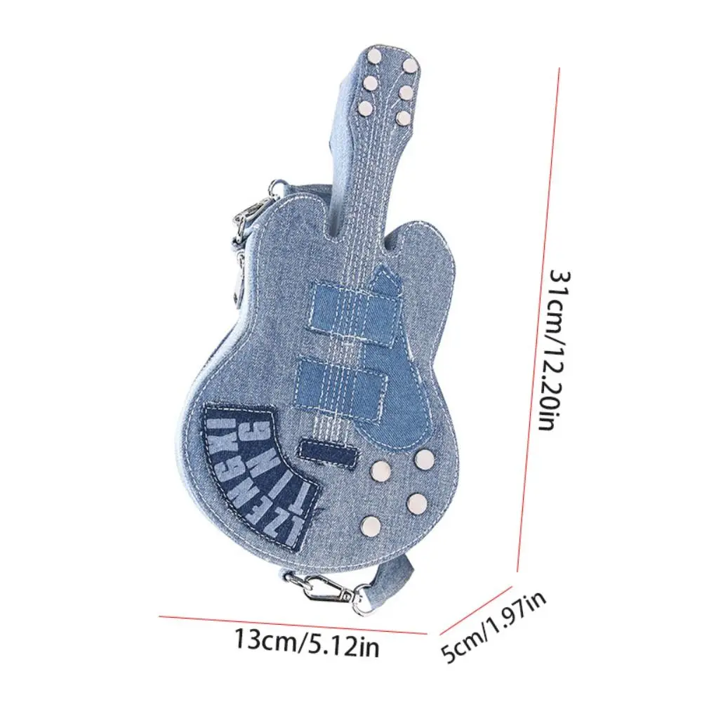 패셔너블 빈티지 기타 크로스바디 백 대용량 Y2K 데님 캔버스 백 캐주얼 핸드백 청바지 메신저 백 소녀용